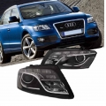 Μπροστινά Φανάρια Set Για Audi Q5 8R 08-12 TRU DRL Μαύρα H7 Με Μοτέρ Depo - Headlights - Xenon - Bulbs